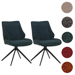 Mendler Lot de 2 chaises de salle à manger HWC-O48, chaise de cuisine, pivotante Auto-Return, tissu/textile chenille (320g/m²) Öko-Tex ~ pétrole-vert