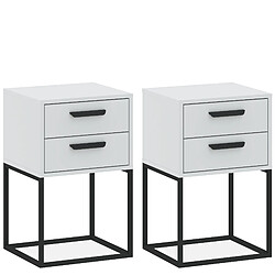 Konsimo table de chevet RECTUS lot de 2 - Blanc