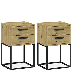 Konsimo Lot de 2 tables de chevet - Chêne