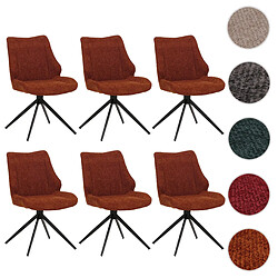 Mendler Lot de 6 chaises de salle à manger HWC-O48, chaise de cuisine, pivotante Auto-Return, tissu/textile chenille (320g/m²) Oeko-Tex ~ rouge-brun