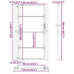 vidaXL Porte de Jardin Noir 110 x 205 cm Acier enduit de poudre pas cher