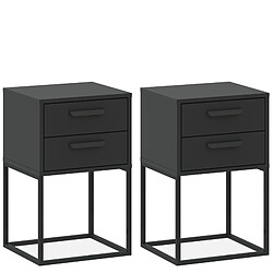 Konsimo Table de chevet 2 tiroirs (lot de 2) - Anthracite