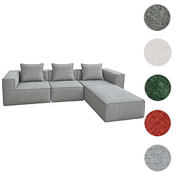 Mendler Ensemble canapé HWC-O54, canapé modulable avec ottomane, tissu/textile 63x270x190cm ~ gris clair