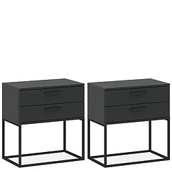 Konsimo Table de chevet RECTUS lot de 2 - Anthracite