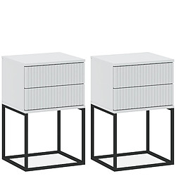 Konsimo Table de chevet lot de 2 - Blanc