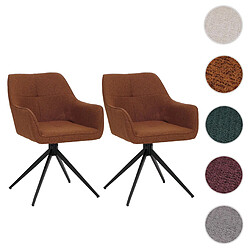 Mendler Lot de 2 chaises de salle à manger HWC-O47, chaise de cuisine pivotante tissu 270 g/m² ~ terre-cuite