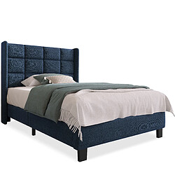 WISHDOR Lit simple 90 x 200 - Lit rembourré - Bleu pas cher