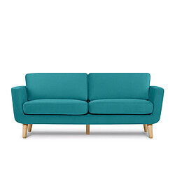 Konsimo Canapé droit 3 places velours - Turquoise