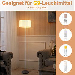 ZMH Lampe Sur Pied Vintage – Abat-jour En Papier Blanc Douille G9 Interrupteur Au Pied (sans Ampoule)