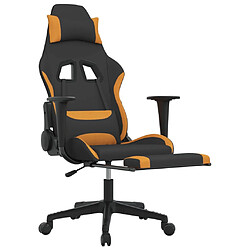 Decoshop26 Fauteuil de bureau chaise gaming avec coussin lombaire avec repose-pied noir et orange tissu orange DEC025842 pas cher