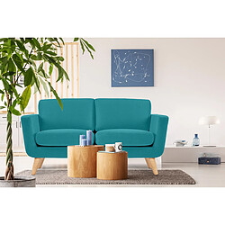 Konsimo Canapé droit 2 places velours - Turquoise