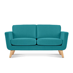 Konsimo Canapé droit 2 places velours - Turquoise