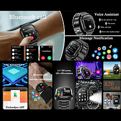 Yonis Montre Connectée 2.1 Pouces BT Appel Noir