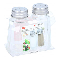 Avis Alpina Pack de Deux Salières Poivrières en Verre avec Étiquette Ultra Compact Transparent