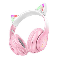 Yonis Casque Bluetooth oreilles de chat - Rose