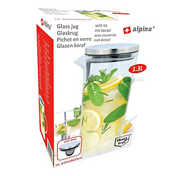 Alpina Pichet en Verre Borosilicate 1.3L Couvercle Hermétique Étanche avec Filtre Transparent pas cher