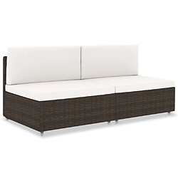 vidaXL Canapé sectionnel 2 places Résine tressée Marron