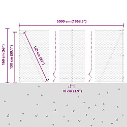 vidaXL Poteau de clôture. Gris 50 x 1,5 m (maille 50 mm) Acier et PVC pas cher