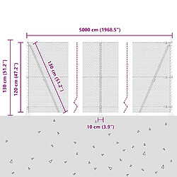 vidaXL Poteau de clôture. Gris 50 x 1,2 m (treillis de 13 mm) pas cher