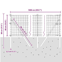 vidaXL Clôture avec poteau Gris 0,4 x 10 m Acier et PVC pas cher