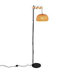 Barcelona LED Lampadaire en bois et osier "Frankie" - E27