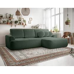 Bestmobilier Candela - canapé d'angle droit 4 places - convertible avec coffre - en tissu bouclette