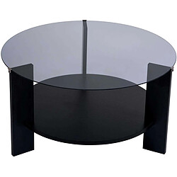 Hanah home Table basse ronde verre - Noir fumé