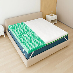The White Stone Surmatelas 180x200 en Memory Foam Breeze à 9 Zones | Épaisseur 5 cm | Tiss