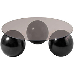 Hanah Home Table basse ronde en verre Miro noir et bronze (verre).