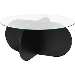 Hanah home Table basse ronde verre - Noir