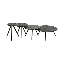 Mes Lot de 4 tables basses rondes en teck et métal noir - DOXY