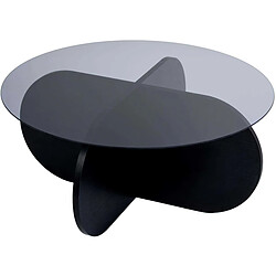 Hanah home Table basse ronde en verre - Noir verre fumé