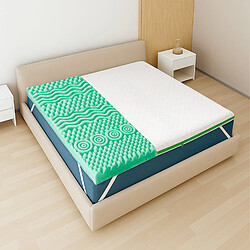 The White Stone Surmatelas 160x200 en Memory Foam Breeze à 9 Zones | Épaisseur 5 cm | Tiss