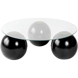 Hanah home Table basse ronde en verre - Noir et transparent