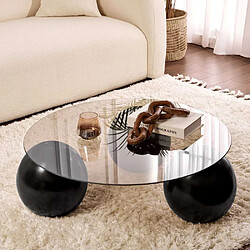 Hanah Home Table basse ronde en verre Miro noir et bronze (verre).