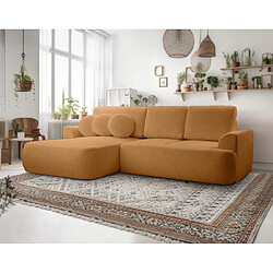 Bestmobilier Candela - canapé d'angle gauche 4 places - convertible avec coffre - en tissu bouclette