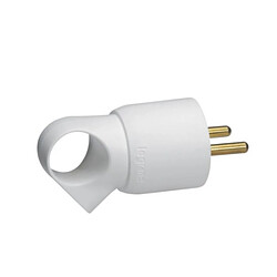 Fiche plastique blanche 2P+T 16A à anneau avec étiquette avec Gencod - Legrand