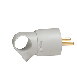 Fiche plastique grise 2P+T 16A à anneau avec étiquette avec Gencod - Legrand