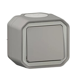 Poussoir simple étanche Plexo 10A gris - Legrand