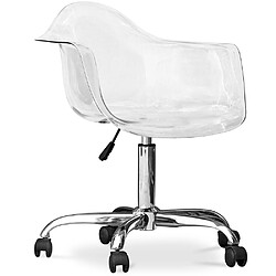 ICONIK INTERIOR Chaise de bureau avec accoudoirs transparents - Chaise de bureau pivotante avec roulettes - Grev Gris transparent