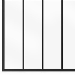 Idmarket Verrière atelier 4 vitrages L. 116 x H.108 cm en métal noir et verre trempé pas cher