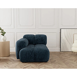 Lisa design Canapé module assise gauche - Bleu Canapé 1 place module d'assise - velours texturé - garnissage mousse - ressorts Nosag