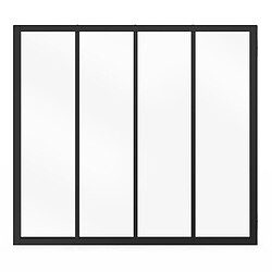 Avis Idmarket Verrière atelier 4 vitrages L. 116 x H.108 cm en métal noir et verre trempé
