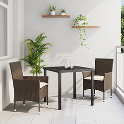 vidaXL Ensemble de salle à manger pour jardin 3 pcs Marron 2 Places