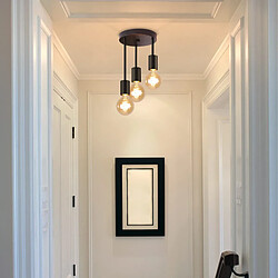 ZMH Plafonnier triple E27 style industriel rétro noir pour restaurant cuisine couloir salon et bar sans ampoules