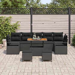 Avis vidaXL Ensemble de canapé de jardin avec coussin 10 pcs Noir polyrotin