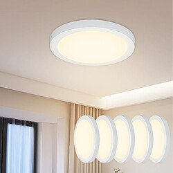 ZMH Plafonnier LED plat 18 W pour salle de bain - Lot de 5 Blanc chaud rond 3 000 K IP44 - Lampe d'intérieur pour couloir Ø 23 cm - Moderne
