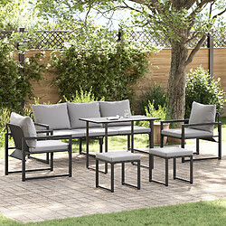 vidaXL Ensemble de canapé de jardin 6 pcs Noir 61 x 72.5 x 71 cm Acier