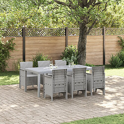 vidaXL Set de Salle à Manger de Jardin 7 pcs Gris clair Large