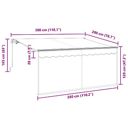 vidaXL Auvent Rétractable Rayé Anthracite 300 x 200 cm tissu pas cher